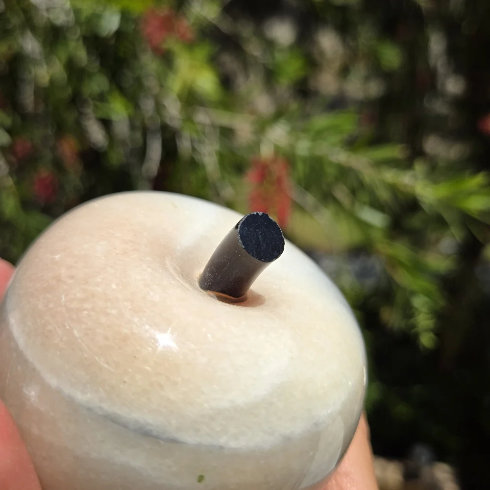 Vintage Carved Alabaster Stone Marble Apple‎ Fruit Paperweight Light Ivory Pink